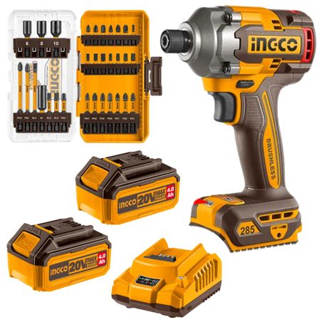 INGCO IMPACT DRIVER 20V 285NM CORDLESS KIT COSLI240966