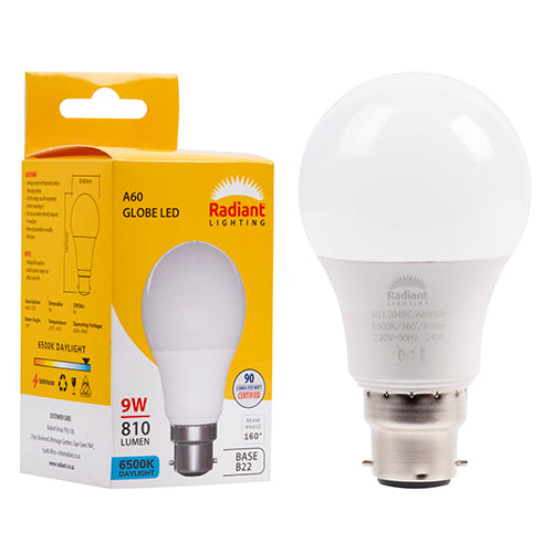 Led Globe 9w B22 DL Radiant RLL204BC