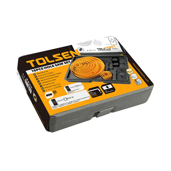 HOLE SAW SET 16pcs TOL75867 TOLSEN