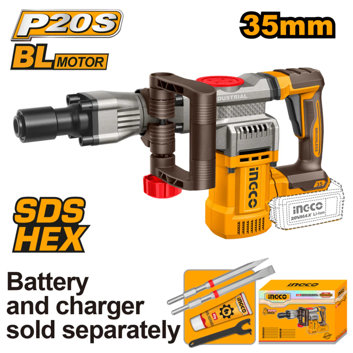 Ingco Cordless Demolition Breaker 16J 20V (CDBLI20358)