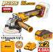 Ingco power tool set with battery and charger on a white background
