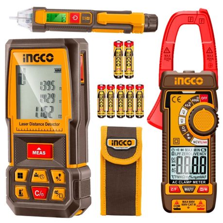 Ingco Laser Measure Detector and Multi Meter 3pc HLDD241202