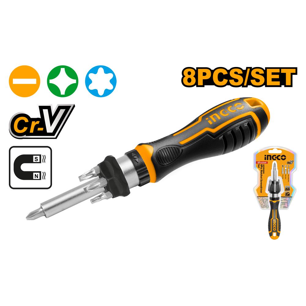 Ingco 8pc Ratchet Screwdriver Set AKISD0808