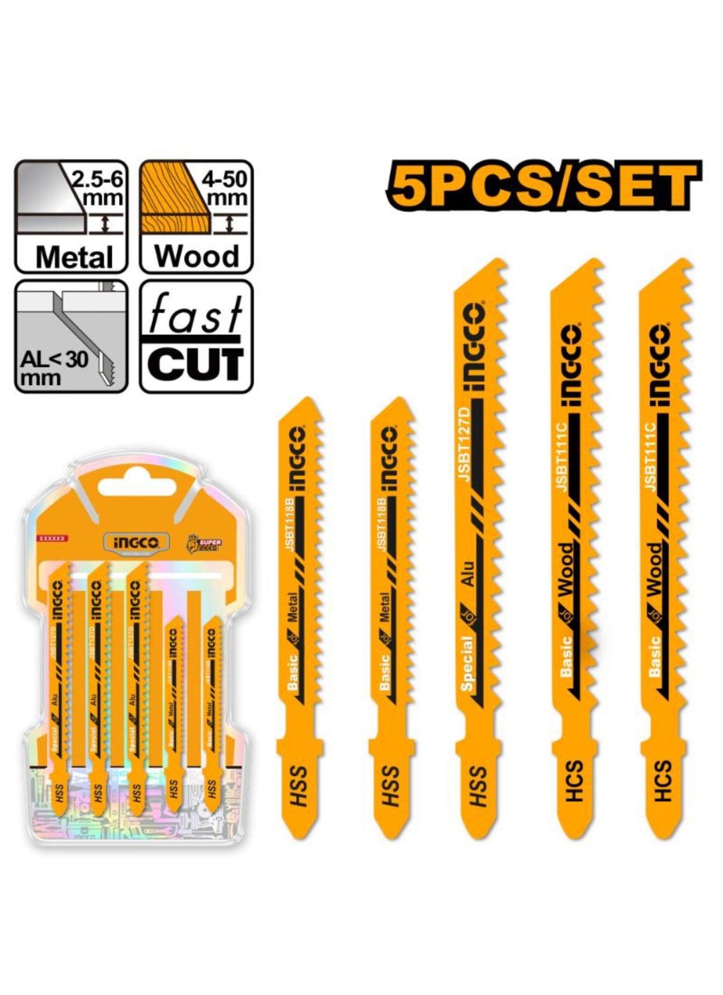 Ingco Jigsaw Blade Set 5pc AKJ0051