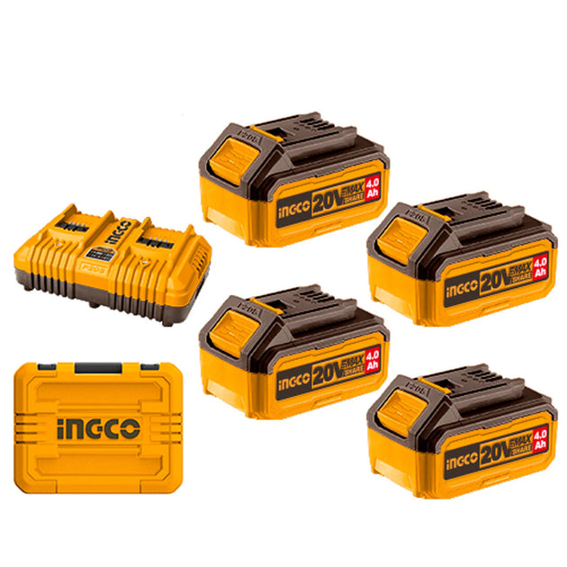 Battery 4x4.0ah & Dual Charger Kit FBCLI20244 Ingco