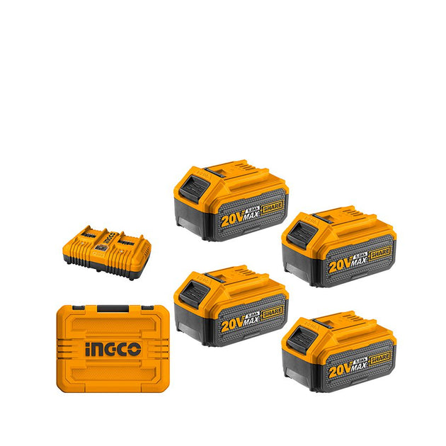 Battery 4x5.0ah & Dual Charger Kit FBCLI20245 Ingco