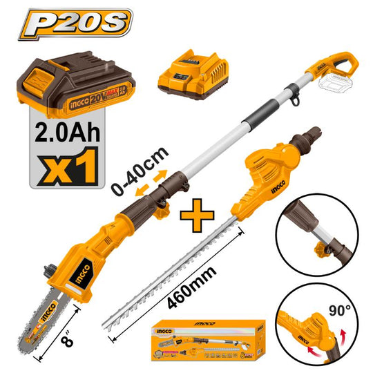 Ingco Pole Saw and Hedge Trimmer Kit 20V CPTS201681