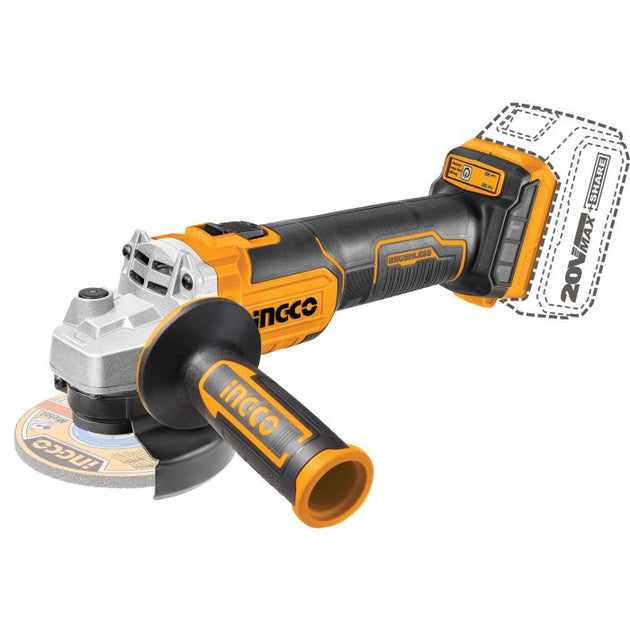 INGCO ANGLE GRINDER 115mm 20V BRUSHLESS KIT CAGLI201158