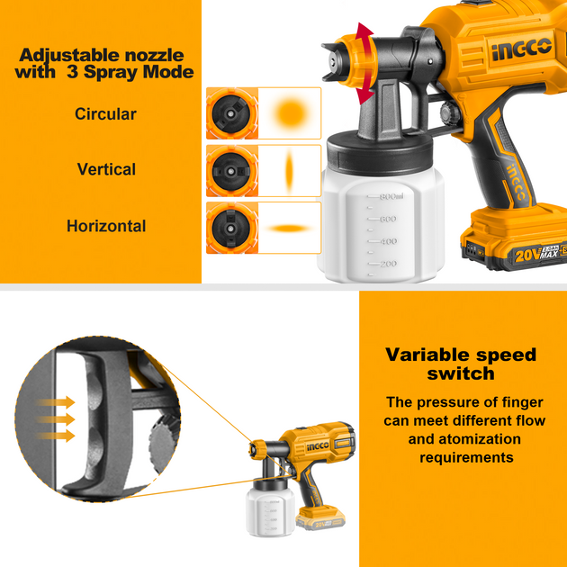 INGCO SPRAY GUN 20V CSGLI2004