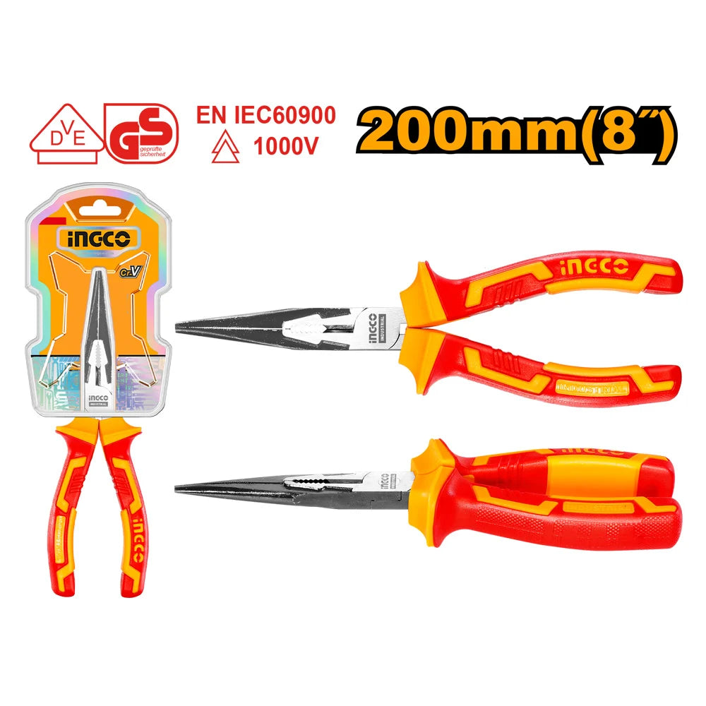 Ingco 200mm Long Nose Pliers VDE 1000V HILNP28208