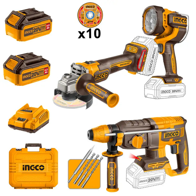 Ingco 20V 3 Piece Combo COSLI250183