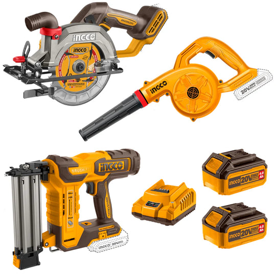 Ingco 20V Blower, Brad Nailer & Circular Saw 3 Piece Cordless Kit CKLI25032802