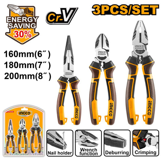 Set of three pliers with different lengths, labeled '160mm', '180mm', and '200mm', on a white background.