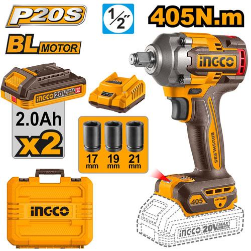Ingco 405Nm Wrench Kit 20V CIWLI2045
