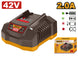 Ingco 42V charger with packaging on a white background