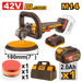 Polishing machine with accessories and battery pack on a white background