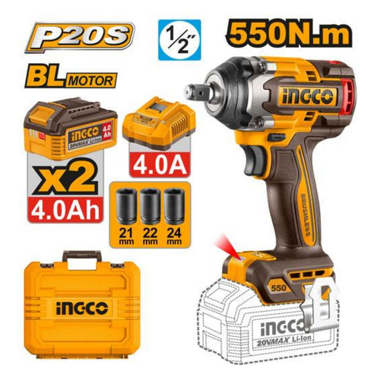 Ingco 550Nm Impact Wrench (Kit) 20V CIWLI2055