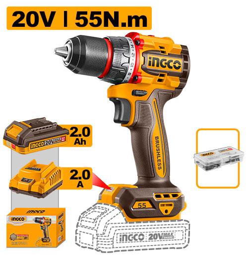 Ingco 55Nm Cordless Drill (Kit) 20V CDLI205582