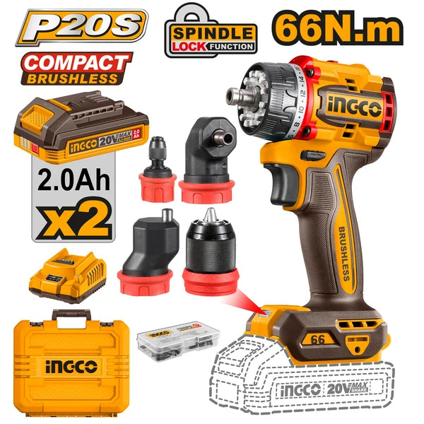Ingco 66Nm Multi Head Drill/Driver 20V CDLI206686 