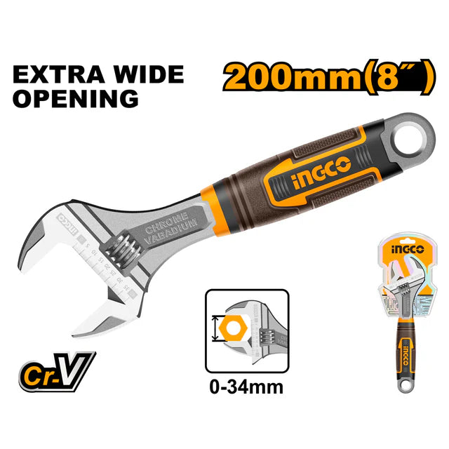 Ingco Adjustable Wrench 200mm HADW131088