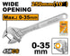 Ingco adjustable wrench with specifications on a white background
