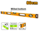 80cm level tool with milled bottom feature and accuracy details on a white background