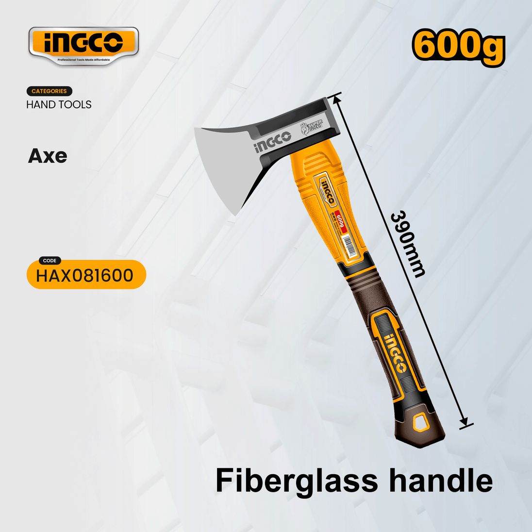 Ingco Axe Fiberglass Handle 600g HAX081600