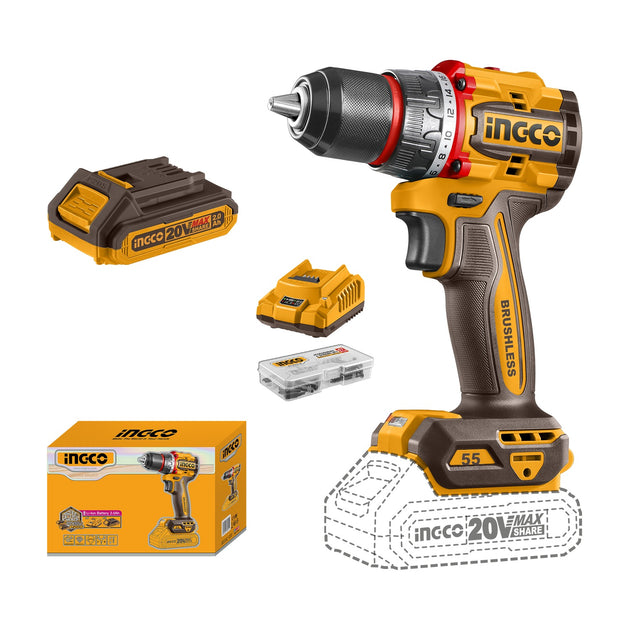 Ingco 55Nm Cordless Drill (Kit) 20V CDLI205582