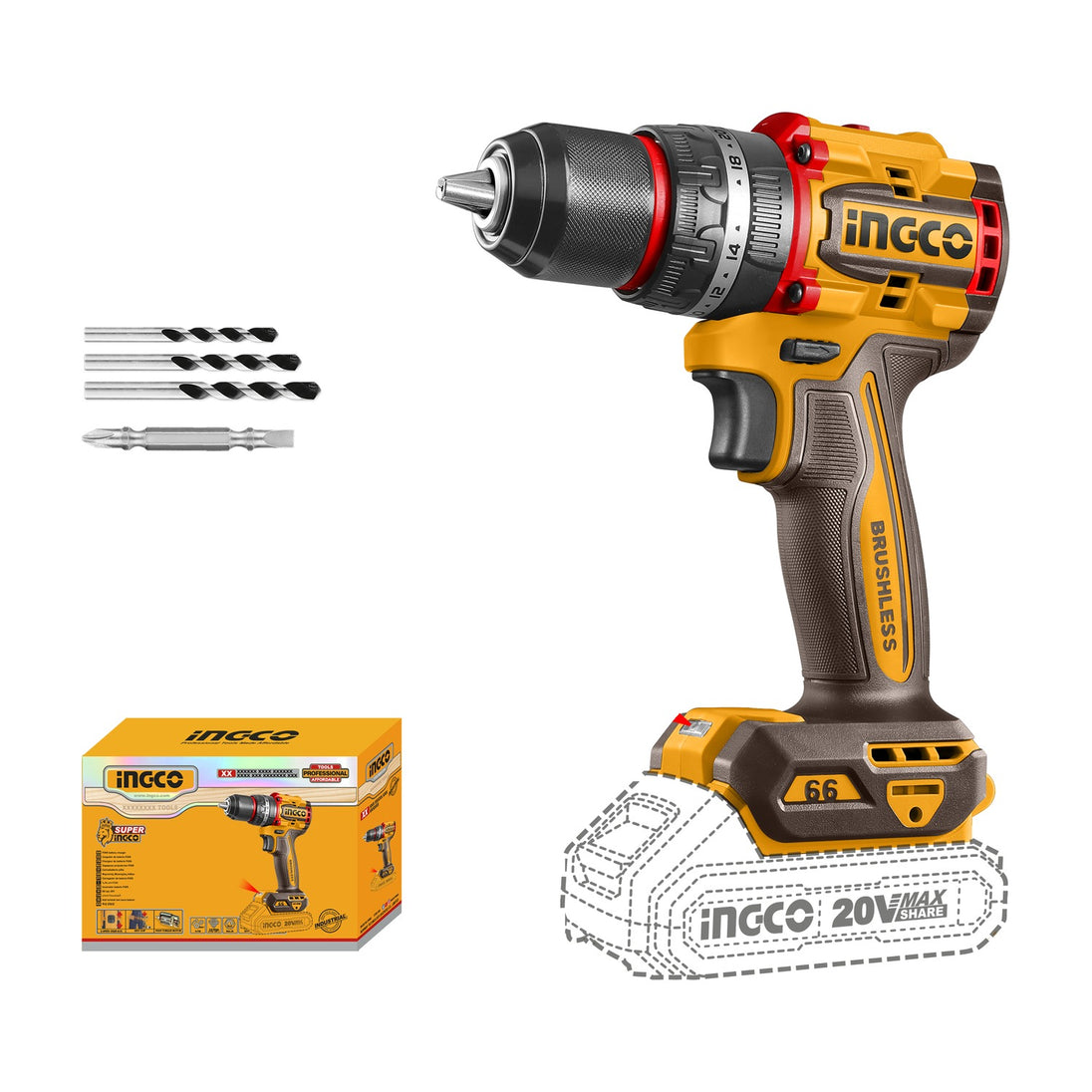 Ingco Impact Drill 66Nm (Tool Only) 20V CIDLI206681