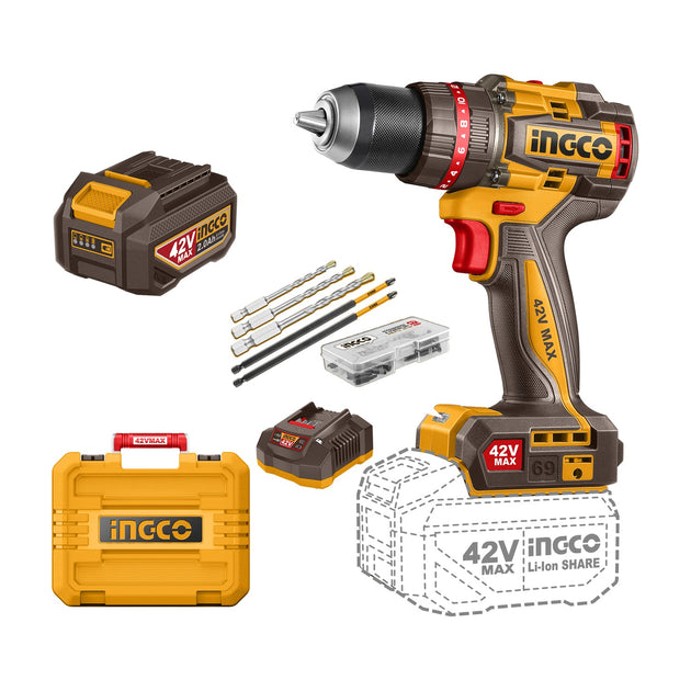 Ingco 42V Max Impact Drill 69Nm Kit CIDLI426981