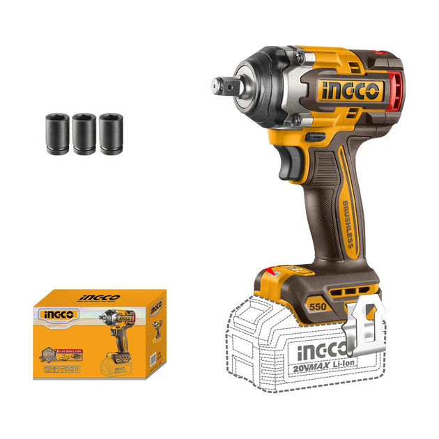 Ingco Impact Wrench 550Nm (Tool Only) 20V CIWLI20551