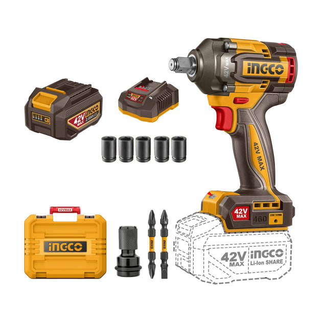Ingco 42v Impact Wrench 460NM Kit CIWLI42461