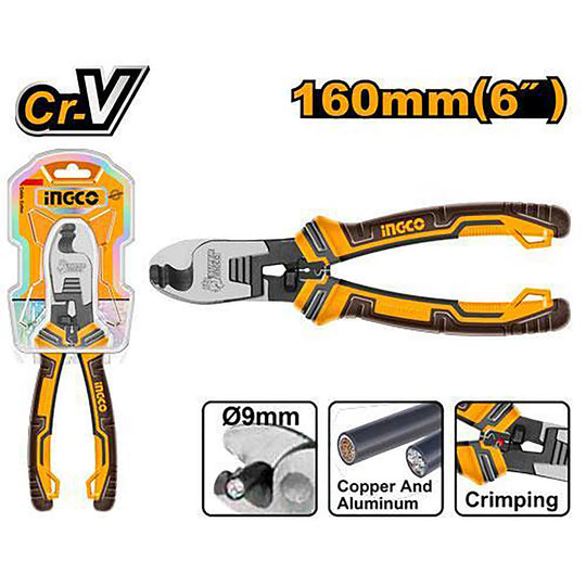 Crimp tool with packaging and specifications on a white background