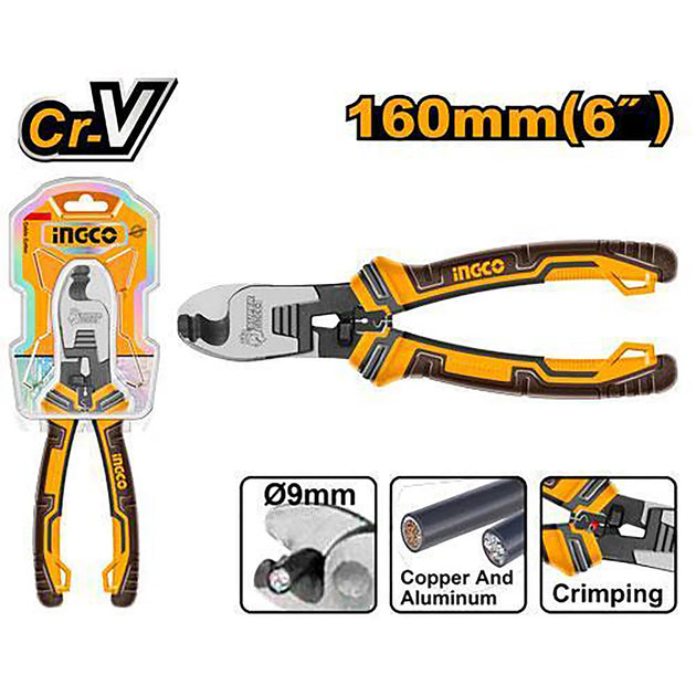 Crimp tool with packaging and specifications on a white background