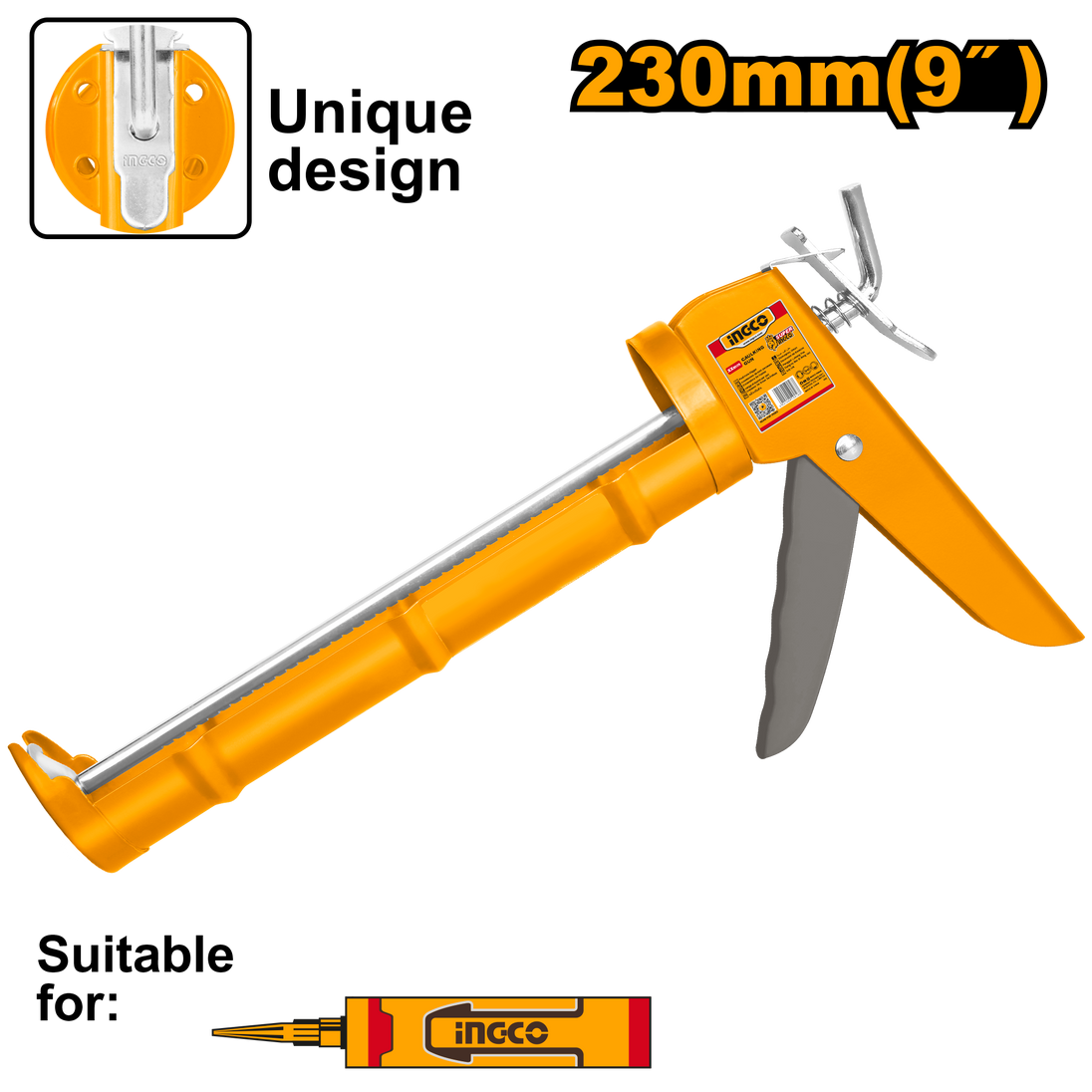 Ingco Caulking Gun Half Barrel 232mm HCG1809