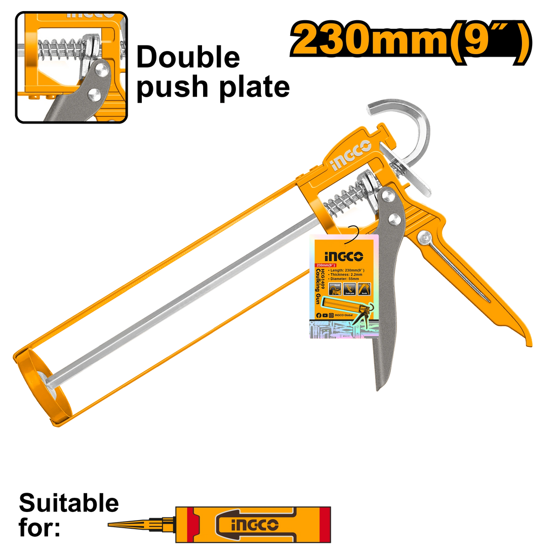 Ingco Caulking Gun Skeleton 232mm HCG1409