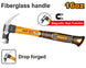 Hammer with fiberglass handle and magnetic nail function on a white background