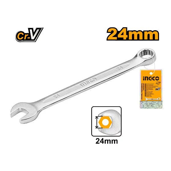 24mm wrench with 'CrV' logo and 'Incco' packaging on a white background