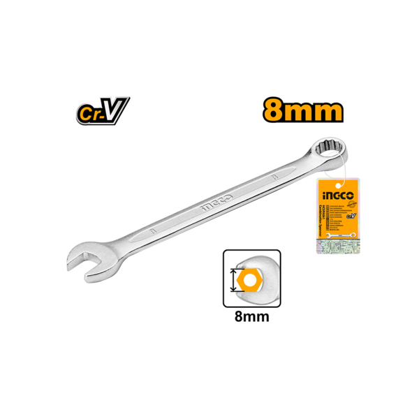 8mm wrench with 'Cr.V' and 'incco' branding on a white background