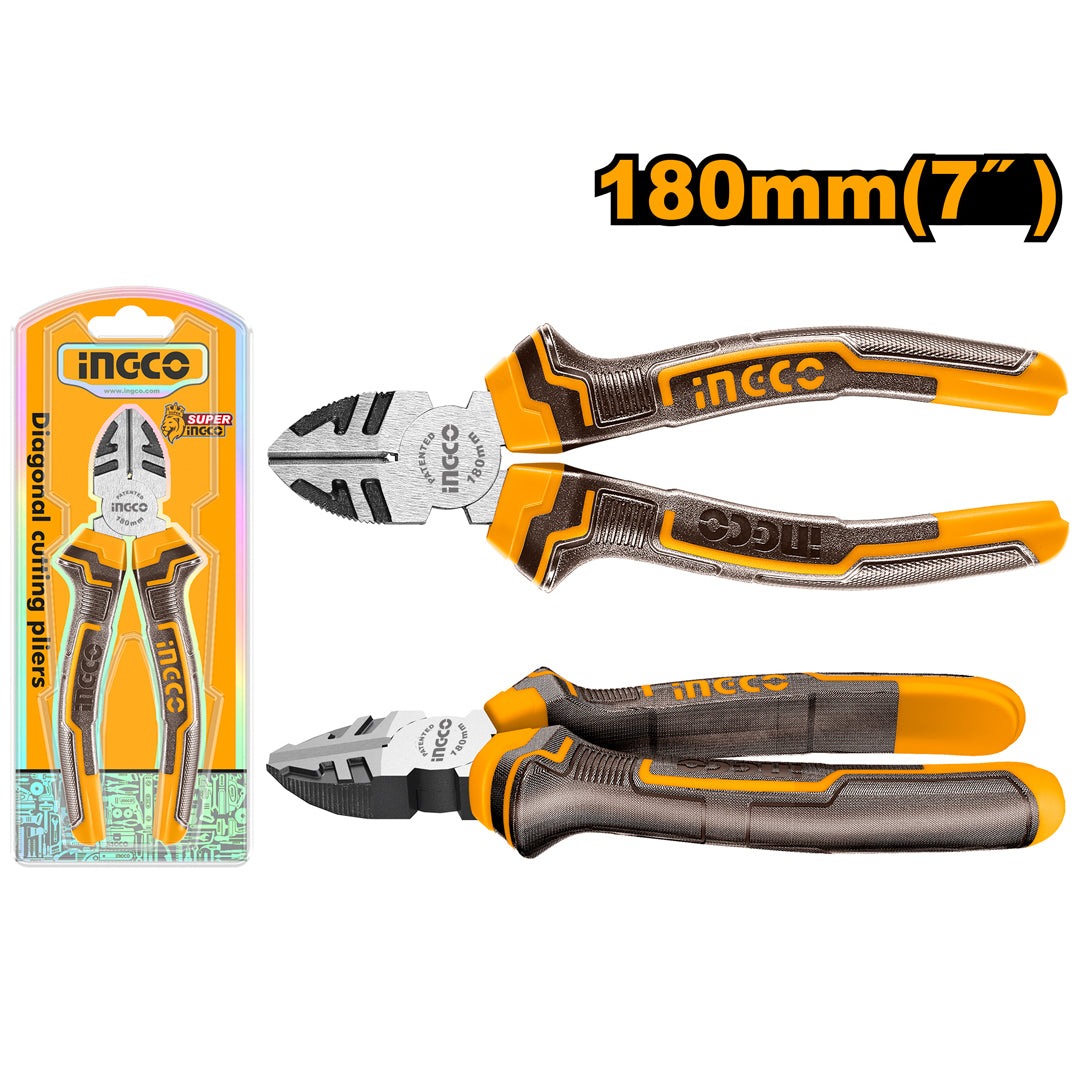 Ingco diagonal cutting pliers with packaging on a white background