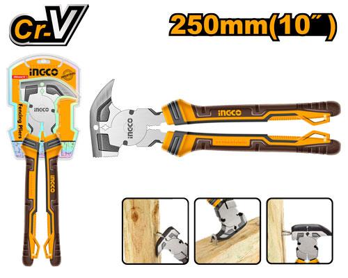 Pair of pliers with orange and black handles on a white background, featuring the brand 'ingco'.