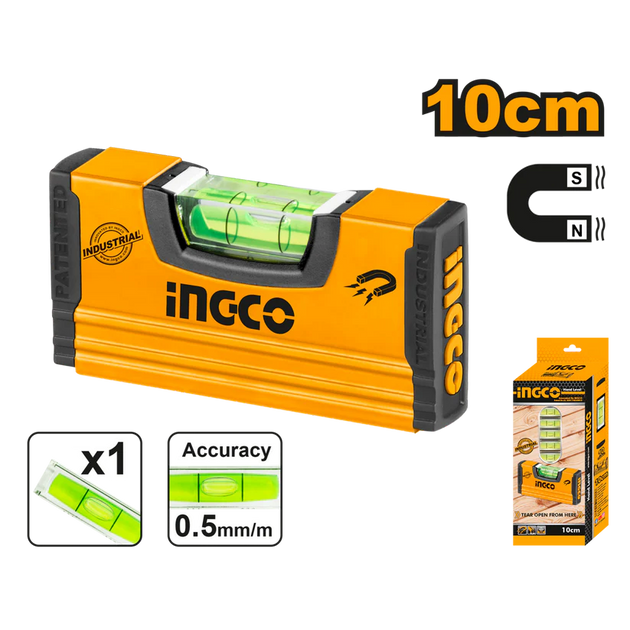 Orange and black ingco level with packaging on a white background