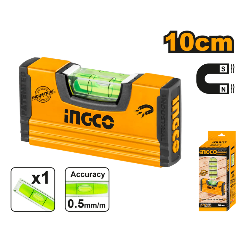 Orange and black ingco level with packaging on a white background