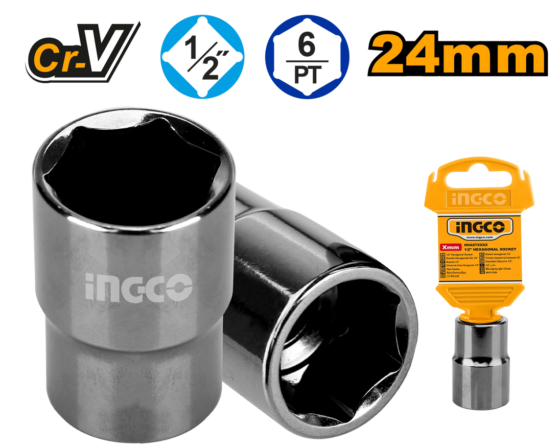 Chrome socket with INGCO packaging on a white background