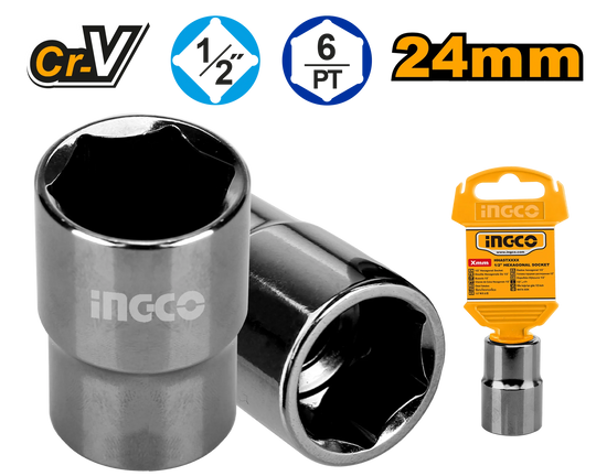 Chrome socket with INGCO packaging on a white background