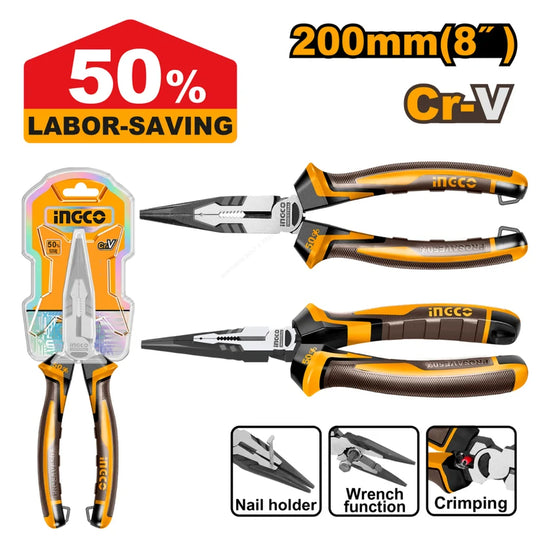 Ingco High Leverage Long Nose Plier 200mm HHLNP28208 