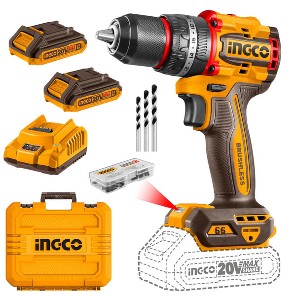 Ingco Impact Drill 20V 66nm B/Less Kit CIDLI20668