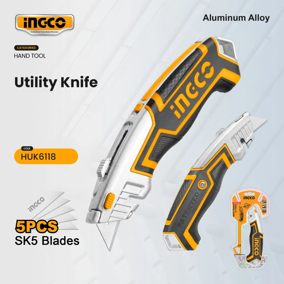 Ingco Knife Utility 5BL SK5 HUK6118