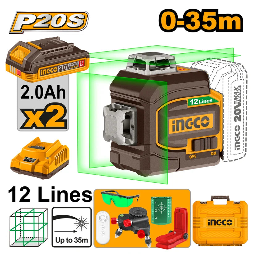 Ingco Laser Level 3D Kit 35m (12 Lines) HLL3012165