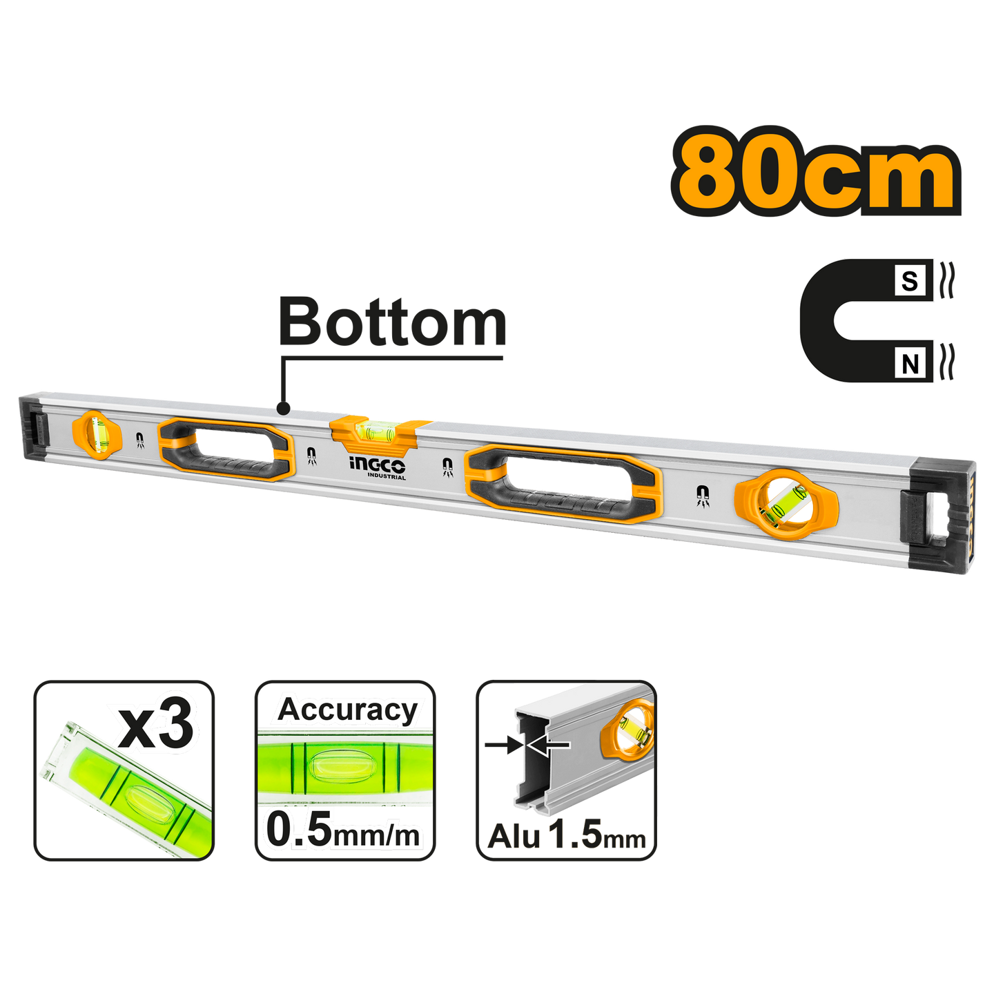 Ingco Magnetic Level 800mm HSL38080M
